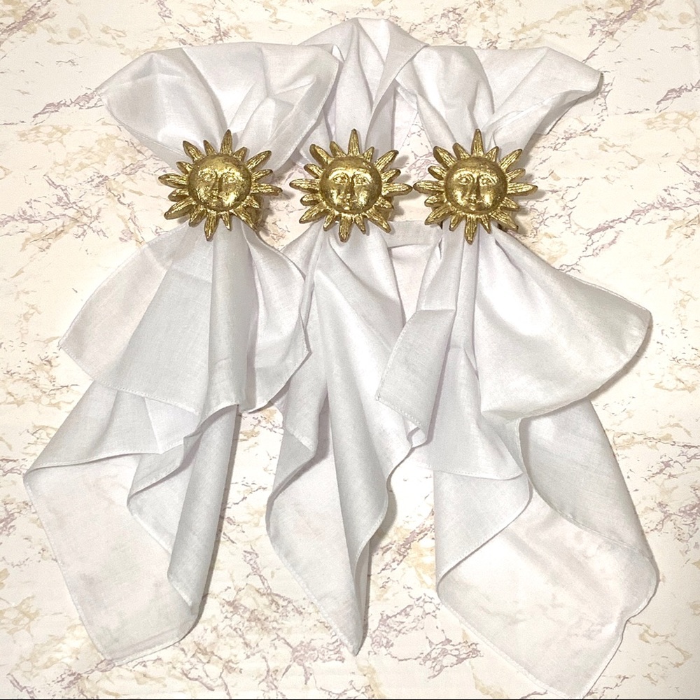 Napkin Rings Set of 3 Distressed Vintage Sun Face Napkin Rings